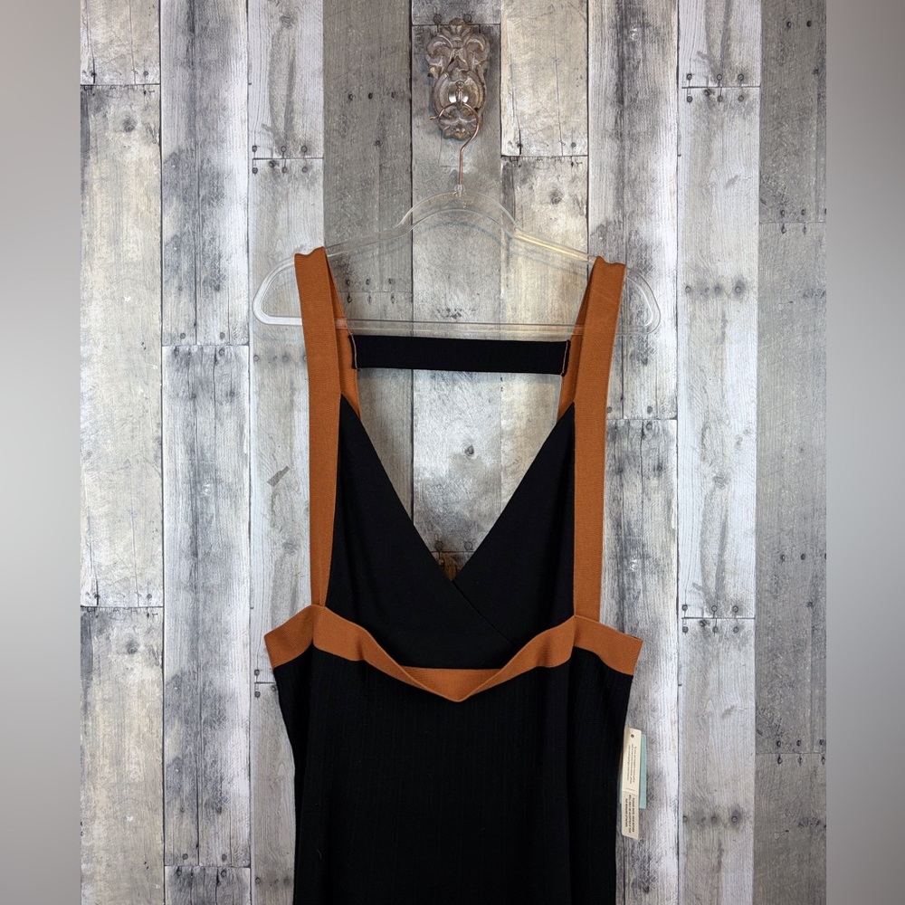 NWT Anthropologie Colorblock Mini Knit Dress in Black Brown Combo Size 2X Plus. - Picture 4 of 16